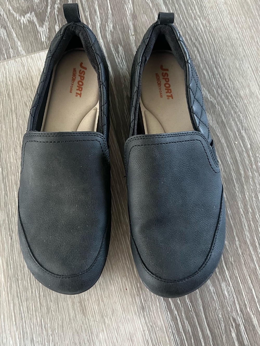 J SPORT Black Quilted Slip-On Women's Loafers with Cushioned Insole
